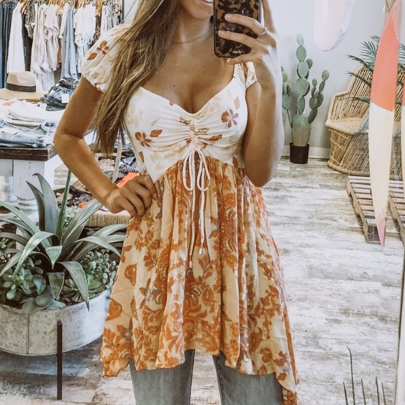 Free People Tops - Free People Asymmetrical Boho Gypsy Babydoll Top